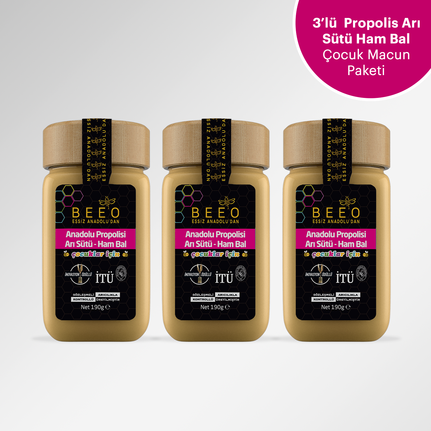 BEEO Propolis Arı Sütü Ham Bal Çocuk Macun Paketi 3'lü